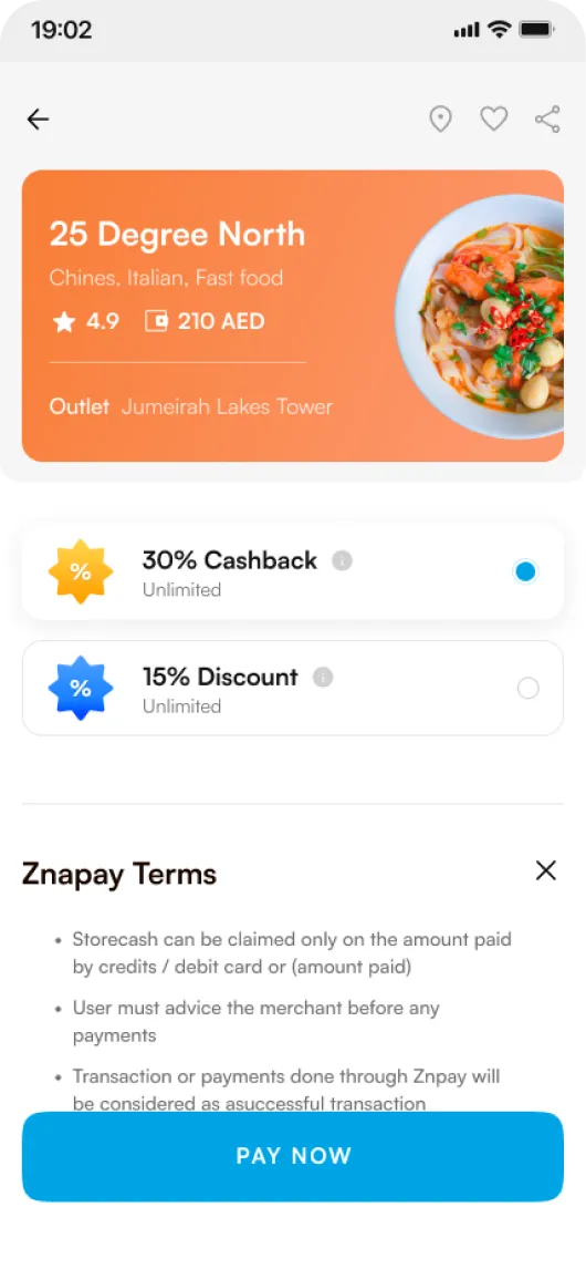 Znap cash ui screen