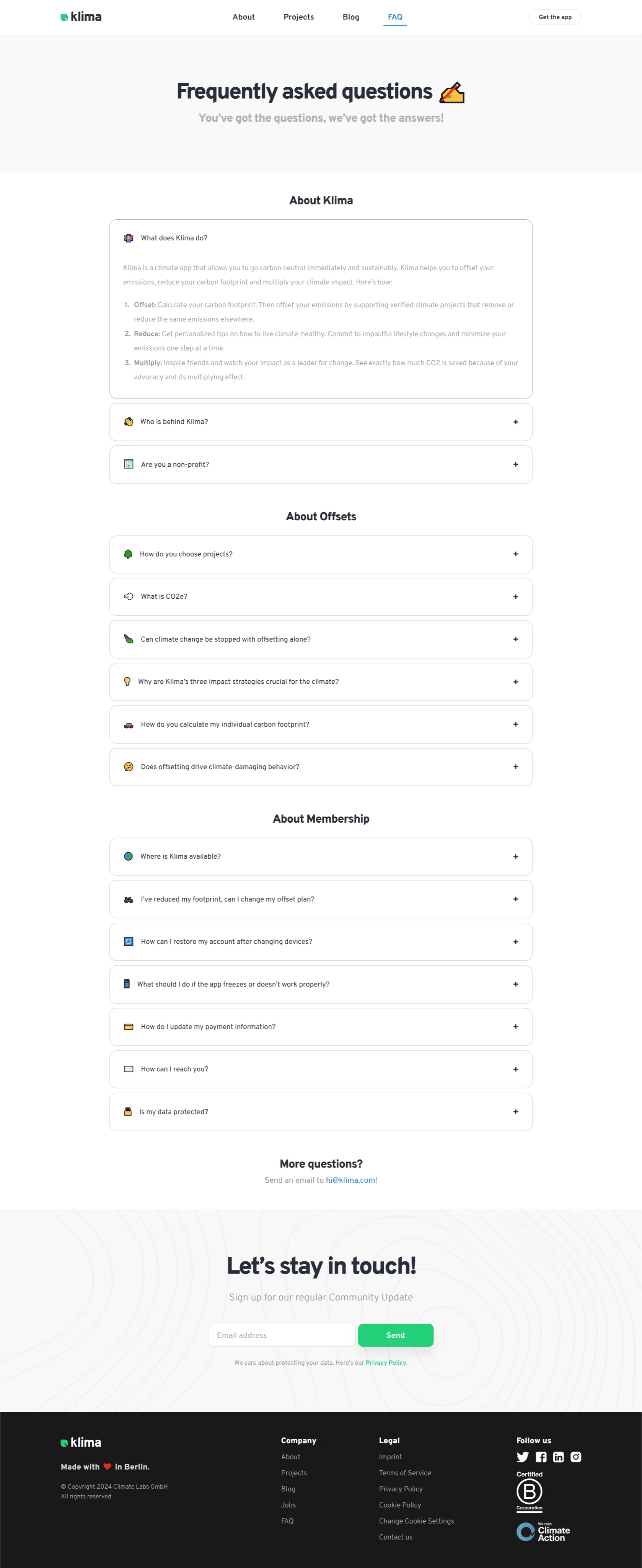 FAQ-klima