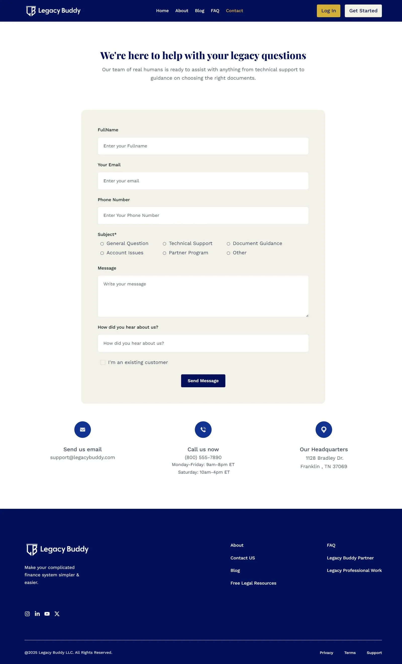 Contact us-Legacy buddy